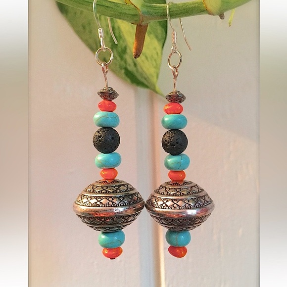 HEARTiCHOKE Jewelry - Hot Like Lava Summer Love Earrings • Natural Stone, Glass Beads • Handmade